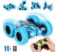 Vubkkty Coche Teledirigido Coche de Control Remoto para niños 4WD 2.4GHz RC Stunt Car de 6 7 8 9 10 años Niños 360 ° Flip Stunt Car con música Juguetes para niños y niñas Azul