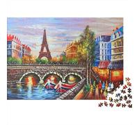 Vue de ParisPuzzles Pour Adultes 70x50cm/1000pcs,Jeux De Défi Peinture de paysage Urbain Vibrante