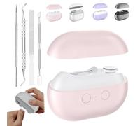 Vueeze EasyClip Smart Nail Clipper, Integrated Shear/Grinding System with LED Safety Light, USB Rechargeable Automatic Trimmer and File, Two Grinding Heads for Adults Senior Care (Pink)