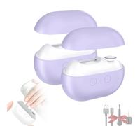 Vueeze EasyClip Smart Nail Clipper, Multi-Function Electric Nail Clippers and Polisher with LED Light & Storage Box, USB Rechargeable, Cut and Polish Nails in One Piece, for Adults(Purple,2PCS)
