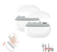 Vueeze EasyClip Smart Nail Clipper, Multi-Function Electric Nail Clippers and Polisher with LED Light & Storage Box, USB Rechargeable, Cut and Polish Nails in One Piece, for Adults(White,2PCS)