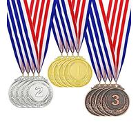 Vueinrg 12 Piezas Medallas Niños Metal Medallas Premios Oro Plata Bronce Medallas Deportivas Infantiles con Cintas Medallas de Números 1er Segundo y Tercer Lugar Medalla Competición Ganador Medallas