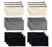 Vueinrg 18 Piezas Bolsa Tela Pequeña Cremallera, Bolsas de Maquillaje de Lona, Estuche para Lapices de Tela, Bolsas de Tela para Pintar para Niño, Niña, Estudiantes Pintura (21 x 12 cm)