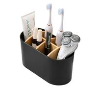 Vueinrg Porta Cepillo de Dientes, Organizador Cepillos de Dientes Multifuncional Toothbrush Holder 6 Compartimentos para Baño, Cocina (Negro)