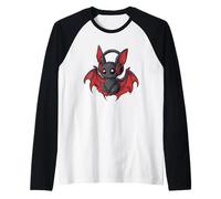 Vuela Alto con murciélago con Auriculares melodías Disfraz para murciélagos Camiseta Manga Raglan