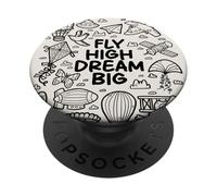 Vuela alto - Sueña en grande - Diseño entusiasta de la aviación PopSockets PopGrip Adhesivo