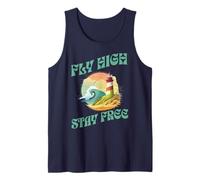 Vuela Alto Vive Libre Playa Olas y Horizonte Camiseta sin Mangas