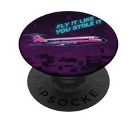 Vuela como si lo robaste Avión Retro Piloto PopSockets PopGrip Adhesivo