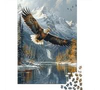 Vuelo de Águila Calva 1000 Piezas para Adultos: Águila Calva sobre Lago de Montaña Juego Familiar Divertido y Desafiante Gran Regalo 70x50cm/1000 Piezas