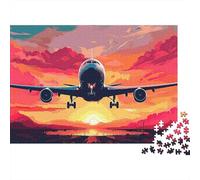 Vuelo de avión al Atardecer, Rompecabezas de 1000 Piezas para Adultos, avión, Atardecer, Cielo, Vuelo, difícil, Premium Grueso Resistente, desafiante, Alivio del estrés, 38x26cm/1000pzas