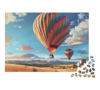 Vuelo en Globo Aerostático Rompecabezas de 1000 Piezas para Adultos Globos Aerostáticos Coloridos sobre Gran Llanura Robusto Desafiante Alivio de Estrés Juego Familiar 38x26cm/1000pzs