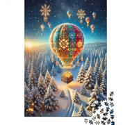 Vuelo en Globo Navideño 1000 Piezas Juego Educativo: Globo Aerostático Ornamentado para Adultos Adolescentes Tablero Premium 100% Reciclado 38x26cm/1000 Piezas