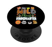 Vuelta al Cole Wild About Kindergarten Teacher Zoo Safari PopSockets PopGrip Adhesivo