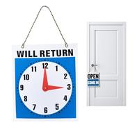 Vuelvo Enseguida Firmar | 1 Reloj De Bienvenida De Doble Cara, Decoración De Puerta, 19 X 22 Cm, Cartel De Puerta Comercial Para Empresas, Cafeterías, Oficinas, Restaurantes, Tiendas, Aparcamientos, C