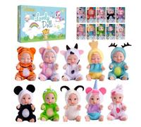 Vueos Juego de 10 mini muñecas de bebé de 4 pulgadas con diferentes caras y | Mini muñecas realistas Reborn con 10 trajes de animales, pequeñas muñecas de PVC para juegos de simulación