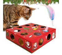 Vuggdt Rompecabezas eléctrico para gatos, juguete automático de rotación de plumas en laberinto de múltiples agujeros, juguete de rompecabezas para gatos, divertido juguete inteligente para gatos de