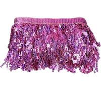 VUIKLCty 10 Yards of Sequin Fringe Trim For Clothing Decoration Accessories and DIY Garment Sewing(Pink Red)