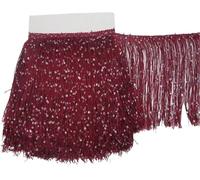 VUIKLCty 2-Metre Sequinned Fringed Lace-Trimmed Ribbon, Suitable For Latin Dance Skirts and Stage Costumes(Color1)