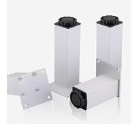 VUIKLCty 4 patas ajustables para muebles, patas de sofá de bricolaje, patas de mesa de metal, 10, 20, 30 cm, patas cuadradas negras para muebles, plateadas, 8 cm (Schwarz, 6 cm)