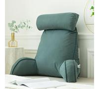VUIKLCty Almohada de Lectura, Almohada de Respaldo, cojín Junto a la Cama, con reposabrazos y Rollo for el Cuello Desmontable, Utilizado for Leer Libros(Emerald Green)