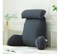 VUIKLCty Almohada de Lectura, Almohada de Respaldo, cojín Junto a la Cama, con reposabrazos y Rollo for el Cuello Desmontable, Utilizado for Leer Libros(Blue Gray)