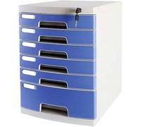 VUIKLCty Archivadores Archivador con Cerradura 6 cajones Almacenamiento de Datos de Escritorio Caja de Almacenamiento de plástico - Multicolor 29.5X39.4X43Cm Librería(BLU)