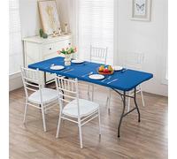 VUIKLCty Cubierta de Mesa Plegable a Prueba de Polvo, Mantel Rectangular elástico(BLU,8FT-76x244cm)