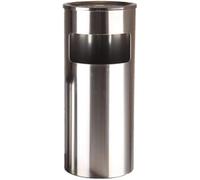 VUIKLCty Cubo de Basura for Exteriores Cubo de Basura cilíndrico de Acero Inoxidable Jardín de Cocina con Tapa Cenicero de vestíbulo Cubo de Basura(Chrome)