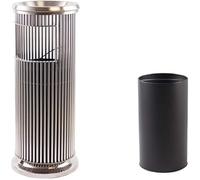 VUIKLCty Cubo de Basura for Exteriores Cubo de Basura for Exteriores con Tapa for Patio Cubo de Basura for Exteriores con Rayas Verticales Cenicero Interior de Acero Inoxidable