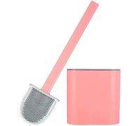 VUIKLCty El Cepillo de Inodoro no Tiene Extremos de Salida for Lavar el Cepillo del Inodoro sin perforar el Aseo for el hogar de la Pared de la manija Larga(Pink)