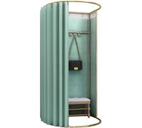 VUIKLCty Estante de exhibición móvil y portátil para vestidor, marco dorado para oficinas y centros comerciales, cabina de privacidad con cortinas de parasol (azul, 85 x 80 x 200 cm)