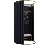 VUIKLCty Estante de exhibición móvil y portátil para vestidor, marco dorado para oficinas y centros comerciales, cabina de privacidad con cortinas (Schwarz, 85 x 80 x 200 cm)