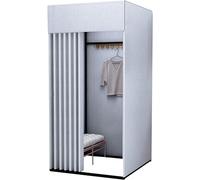 VUIKLCty Estante de exhibición móvil y portátil para vestuario cuadrado extraíble con cortinas opacas y marco resistente, cabina de privacidad (gris, 1,80 x 80 x 200 cm)