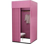VUIKLCty Estante de exhibición móvil y portátil para vestuario cuadrado extraíble con cortinas opacas y marco resistente, cabina de privacidad (rosa, 100 x 100 x 200 cm)