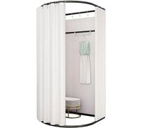 VUIKLCty Exhibidor móvil y portátil para tienda de ropa, vestidor para salón de belleza, probador de privacidad extraíble con cortinas opacas de privacidad (blanco, 100 x 95 x 200 cm)