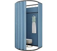 VUIKLCty Exhibidor móvil y portátil para tienda de ropa, vestidor para salón de belleza, probador de privacidad extraíble con cortinas opacas de privacidad (azul, 100 x 95 x 200 cm)