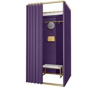 VUIKLCty Expositor móvil y portátil para vestuario, tienda de ropa, probador para bar, fiesta, playa, piscina, sala de compras con cortina de privacidad completa y ganchos (morado, 100 x 80 x 200 cm)
