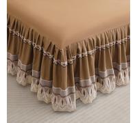 VUIKLCty Fitted Valance Sheets Single Double King Size Bedsheet with Skirt Ethnic Style Soft Microfibre Frilled Bedsheets Easy Care(Brown,180x200cm)