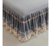 VUIKLCty Fitted Valance Sheets Single Double King Size Bedsheet with Skirt Ethnic Style Soft Microfibre Frilled Bedsheets Easy Care(Gray,180x220cm)