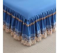 VUIKLCty Fitted Valance Sheets Single Double King Size Bedsheet with Skirt Ethnic Style Soft Microfibre Frilled Bedsheets Easy Care(BLU,200x220cm)
