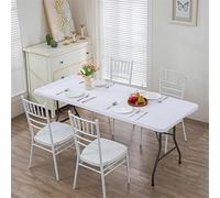 VUIKLCty Funda Protectora for Mesas Plegables; Mantel Rectangular elástico(Bianco,4FT)