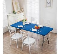VUIKLCty Funda Protectora for Mesas Plegables; Mantel Rectangular elástico(BLU,8FT)