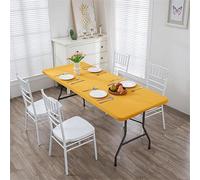 VUIKLCty Funda Protectora for Mesas Plegables; Mantel Rectangular elástico(Giallo,6FT)