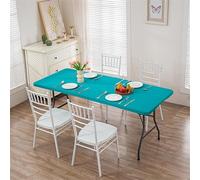 VUIKLCty Funda Protectora for Mesas Plegables; Mantel Rectangular elástico(Turquoise,6FT)