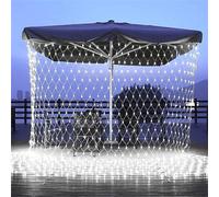 VUIKLCty Guirnaldas de Luces LED solares for jardín, Luces de Cadena for Exteriores, Luces de Red navideñas Impermeables, 8 Modos, luz de Cadena de Malla(Bianco)