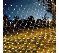 VUIKLCty Guirnaldas de Luces LED solares for jardín, Luces de Cadena for Exteriores, Luces de Red navideñas Impermeables, 8 Modos, luz de Cadena de Malla(Warm White)