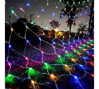 VUIKLCty Guirnaldas de Luces LED solares for jardín, Luces de Cadena for Exteriores, Luces de Red navideñas Impermeables, 8 Modos, luz de Cadena de Malla(Color)