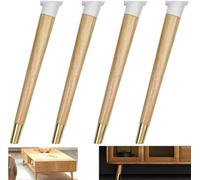 VUIKLCty Juego de 4 patas de madera maciza para muebles de cocina, patas inclinadas y cónicas de repuesto, patas de mesa de comedor, mesa de café con fundas de hierro, color negro, 42 cm, color madera