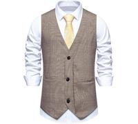 VUIKLCty Juego de Perchas universales con Pantalones for Hombre, Chaleco Informal de Negocios, Chaleco Ligero, Traje Ajustado, Chaleco con Forma de corazón en la Espalda(Khaki,M)