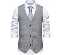 VUIKLCty Juego de Perchas universales con Pantalones for Hombre, Chaleco Informal de Negocios, Chaleco Ligero, Traje Ajustado, Chaleco con Forma de corazón en la Espalda(Gray,S)